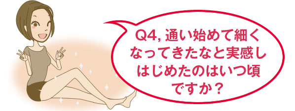 Q4,通い始めて細くなってきたなと実感しはじめたのはいつ頃ですか？